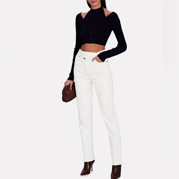 NWT AGOLDE Criss Cross Reycled Leather Pants in White Size 29